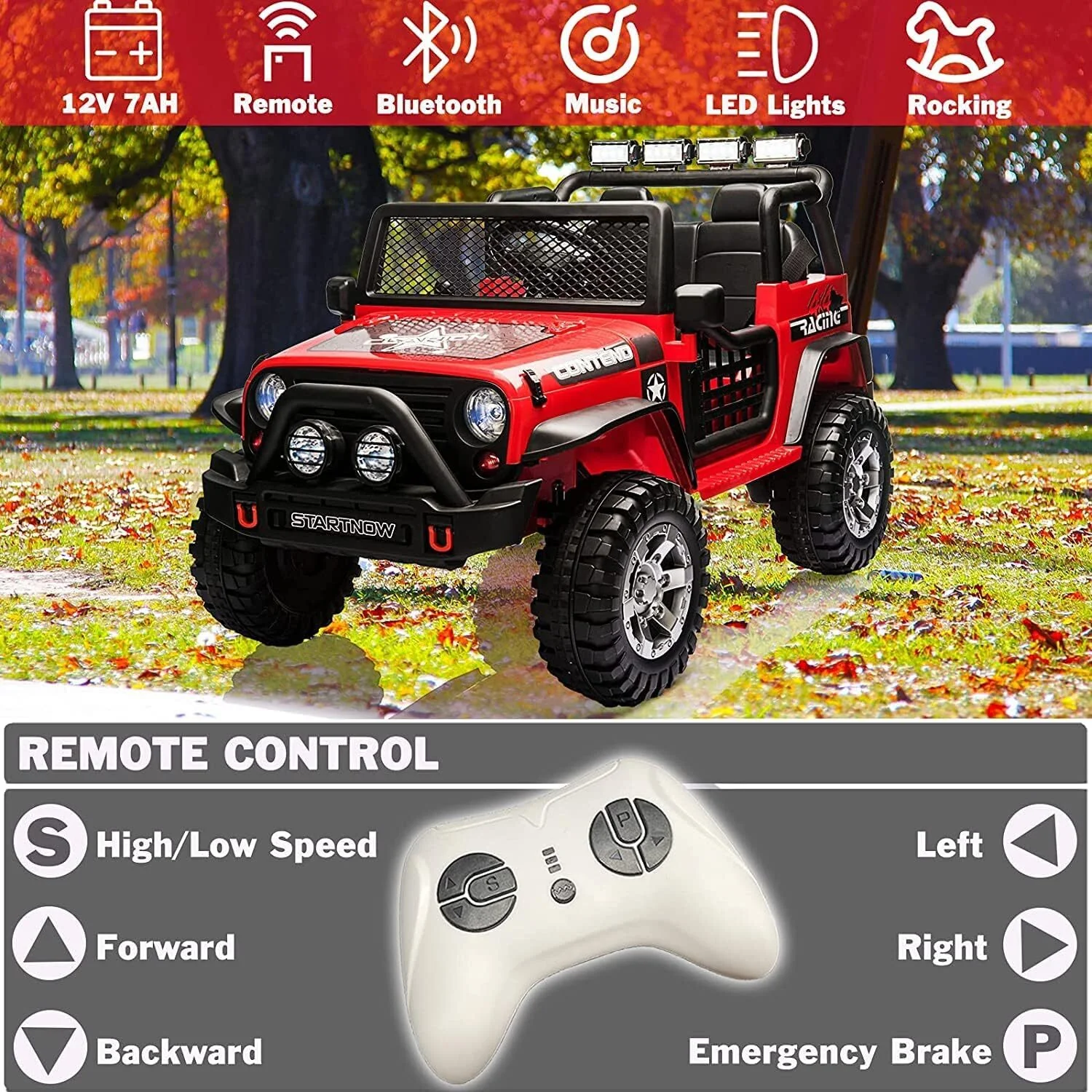 Electric Kids Ride-On Jeep Truck with Remote Control and Bluetooth Power Wheels - Image 5