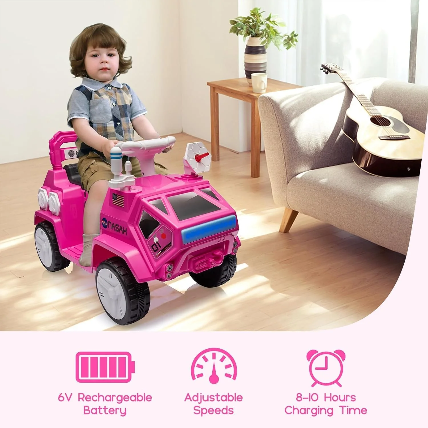 Electric Mars Rover Ride-On Car for Kids with Flashing Lights and Adventure Design - Image 3