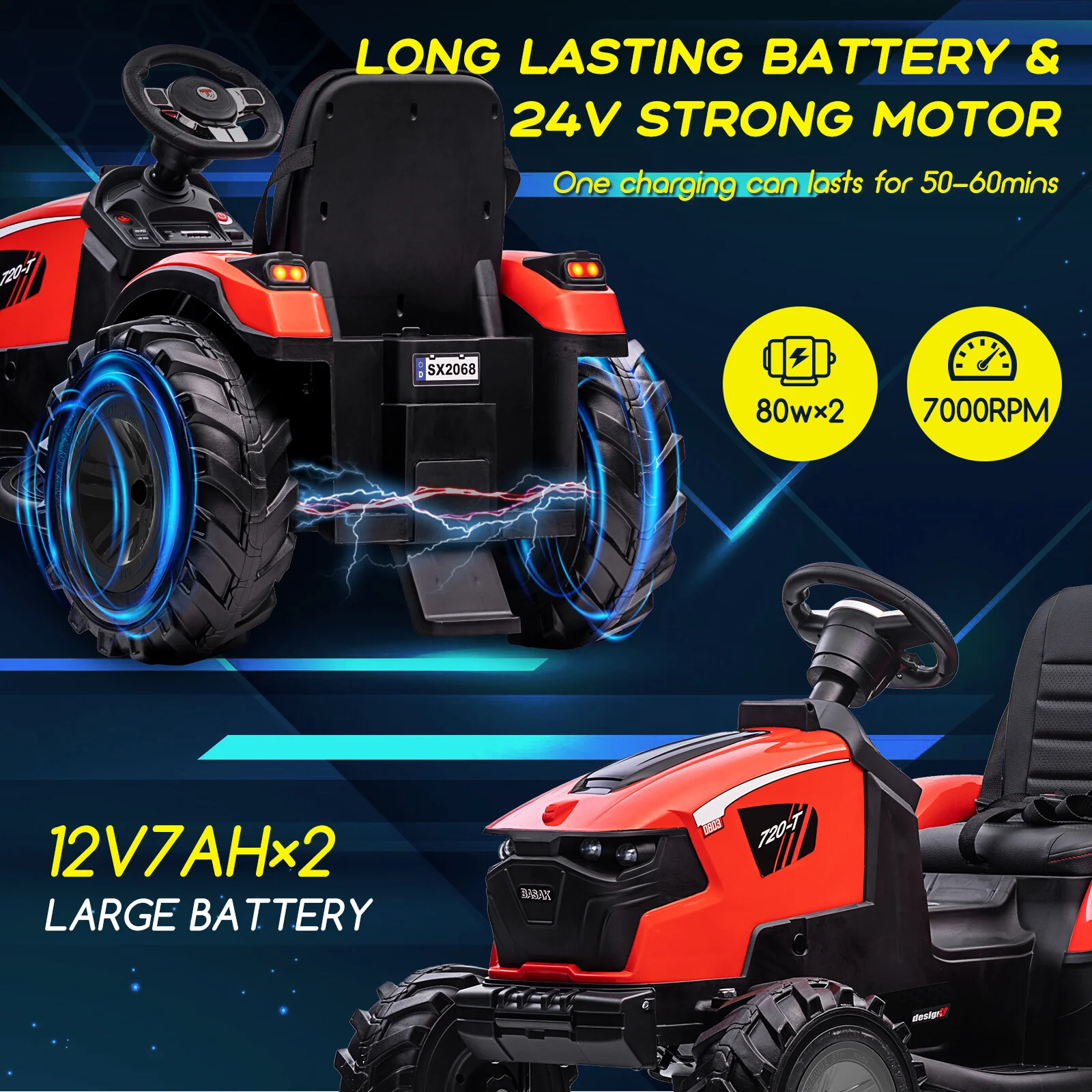 24V Kids Electric Ride-On Excavator and Bulldozer Vehicle with Trailer - Image 11