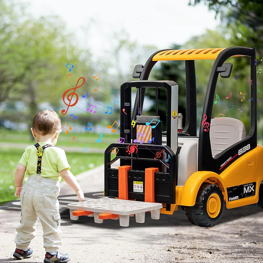 12V Battery-Powered Kids Electric Ride-On Forklift with Remote Control