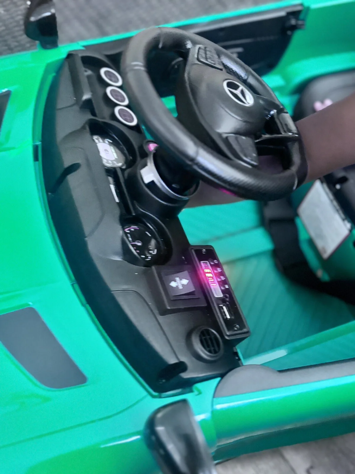 Electric Battery-Powered Kids Ride-On Car Mercedes AMG GT R with Music - Red - Image 11