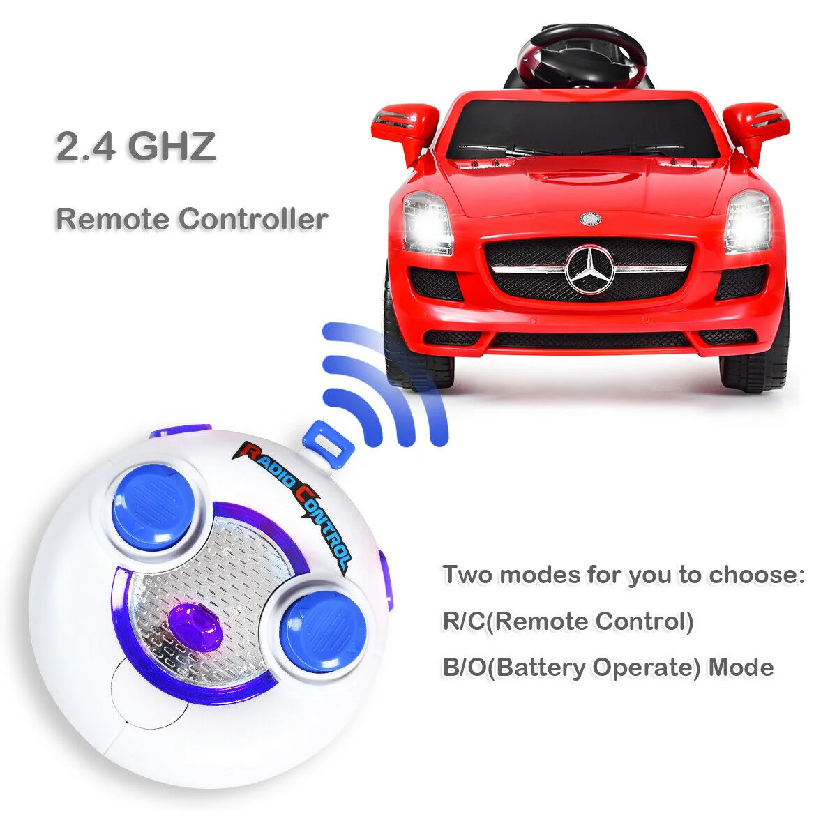 Kids Ride-On Mercedes SLS Car with Remote Control and MP3 Player Red - Image 6
