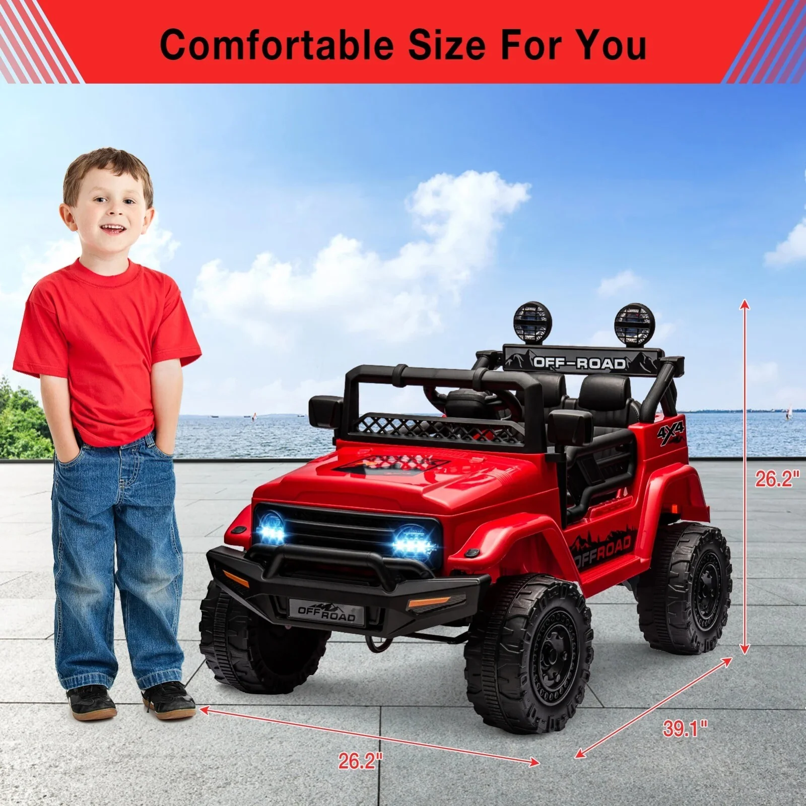 12V Electric Kids Ride-On Truck with Remote Control and Bluetooth Power Wheels - Image 5