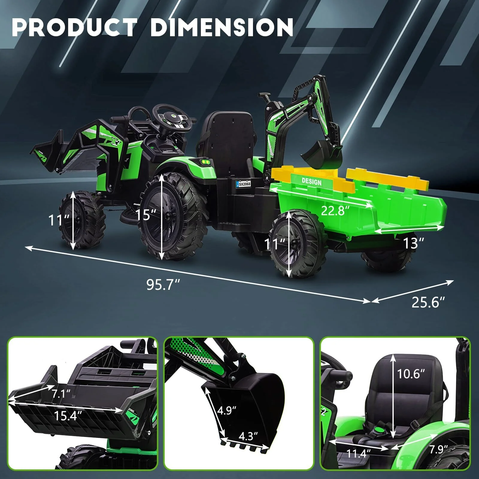 24V Electric Ride-On Excavator and Bulldozer Toy Vehicle with Remote Control for Kids - Image 6