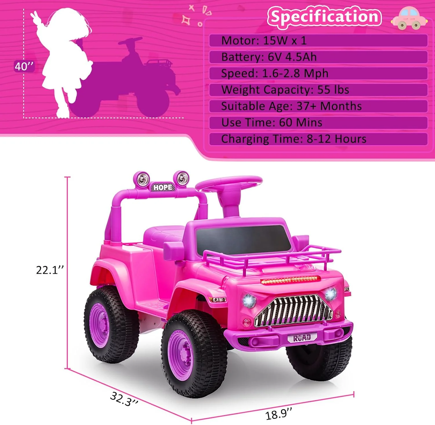 6V Electric Ride-On Kids Truck Toy with Music and LED Lights - Image 13