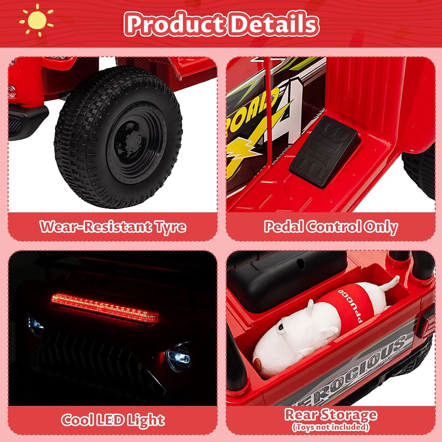 6V Electric Ride-On Kids Truck Toy with Music and LED Lights - Image 7