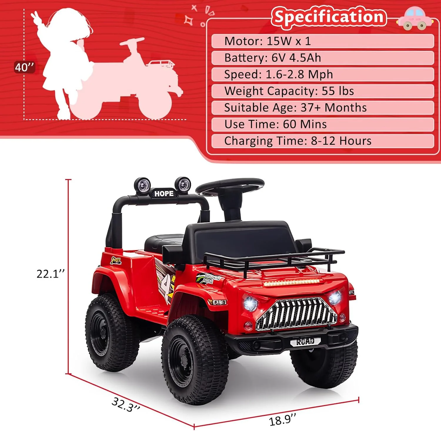 6V Electric Ride-On Kids Truck Toy with Music and LED Lights - Image 9