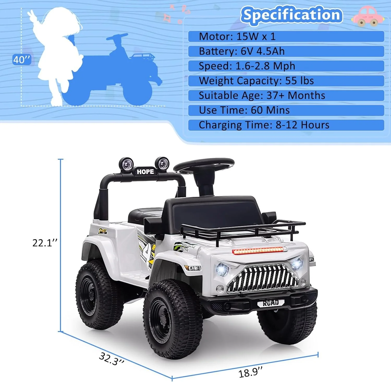 6V Electric Kids Ride-On Truck Toy with Music and LED Lights - Image 14