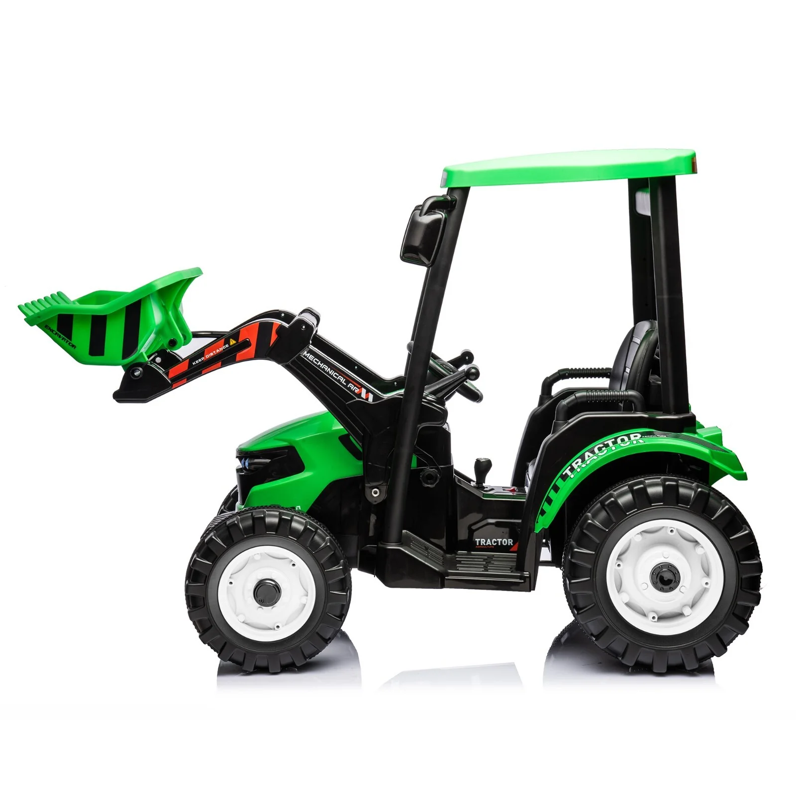 24V Battery-Powered Electric Ride-On Car for Kids with Trailer - Green - Image 3