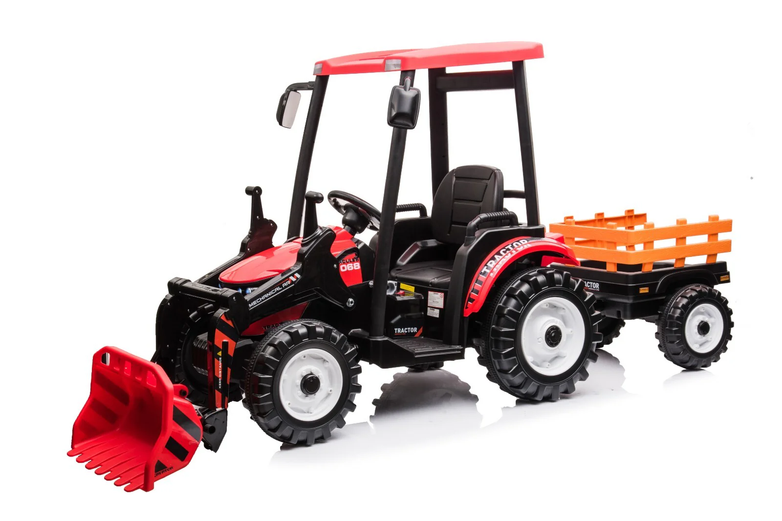 24V Battery-Powered Kids' Electric Ride-On Car with Trailer - Red - Image 10