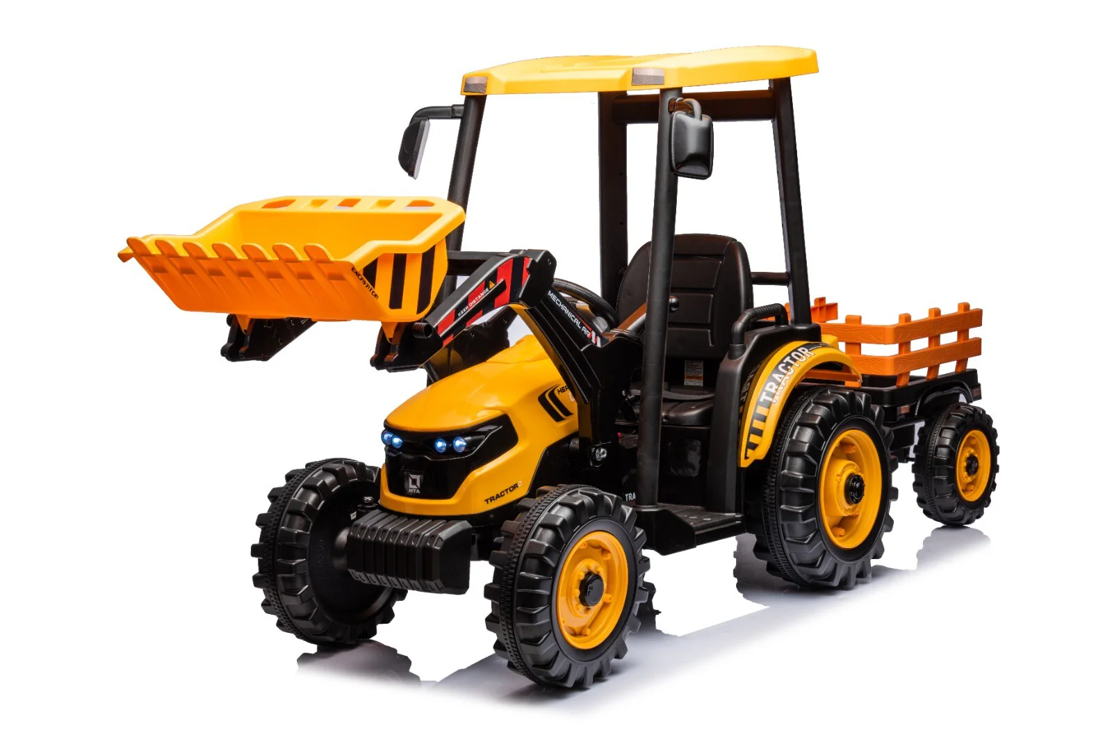 Kids' 24V Battery-Powered Electric Ride-On Car with Trailer Yellow - Image 11