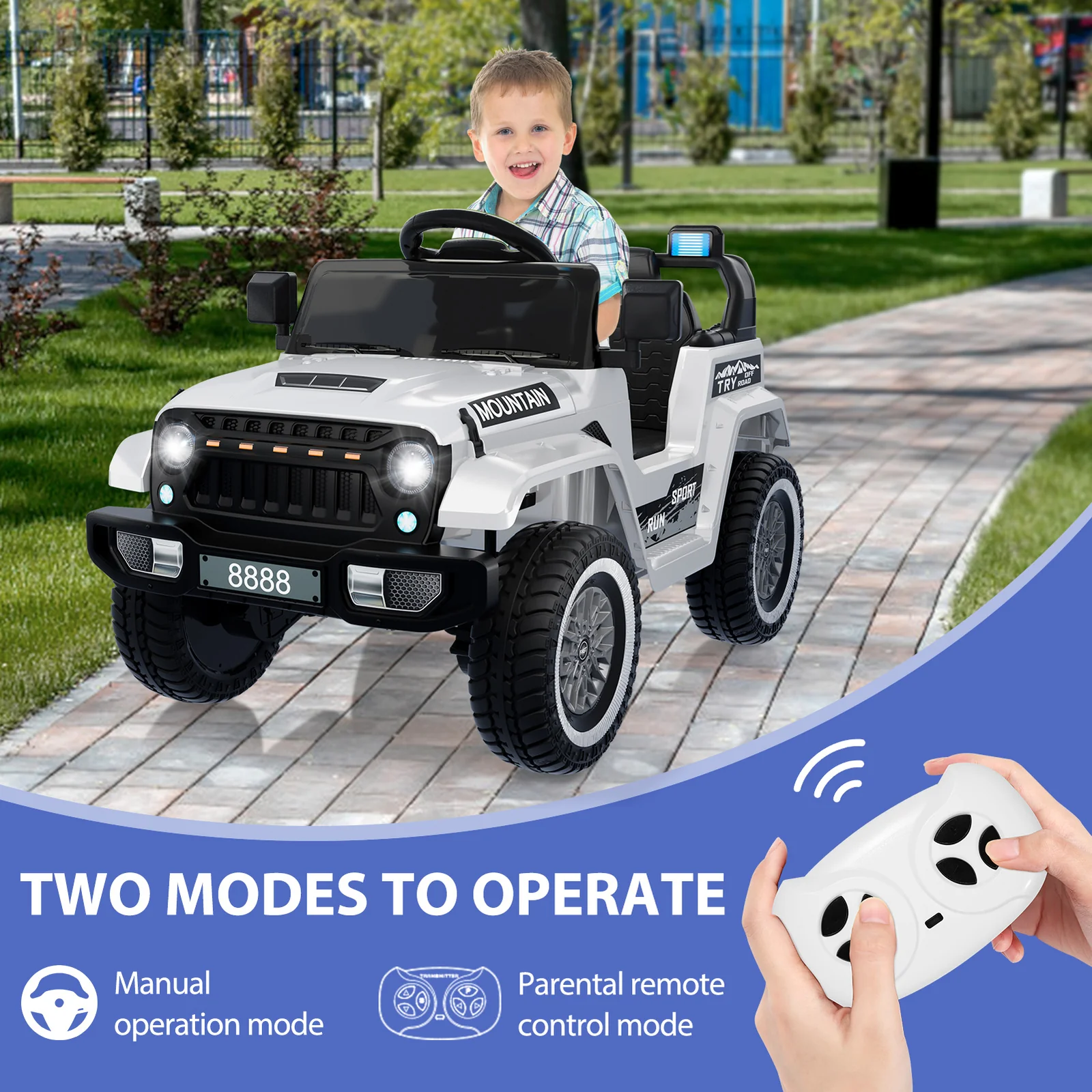 12V Kids Electric Ride-On Truck with Remote Control, LED Lights, and 3 Speed Settings - Image 4