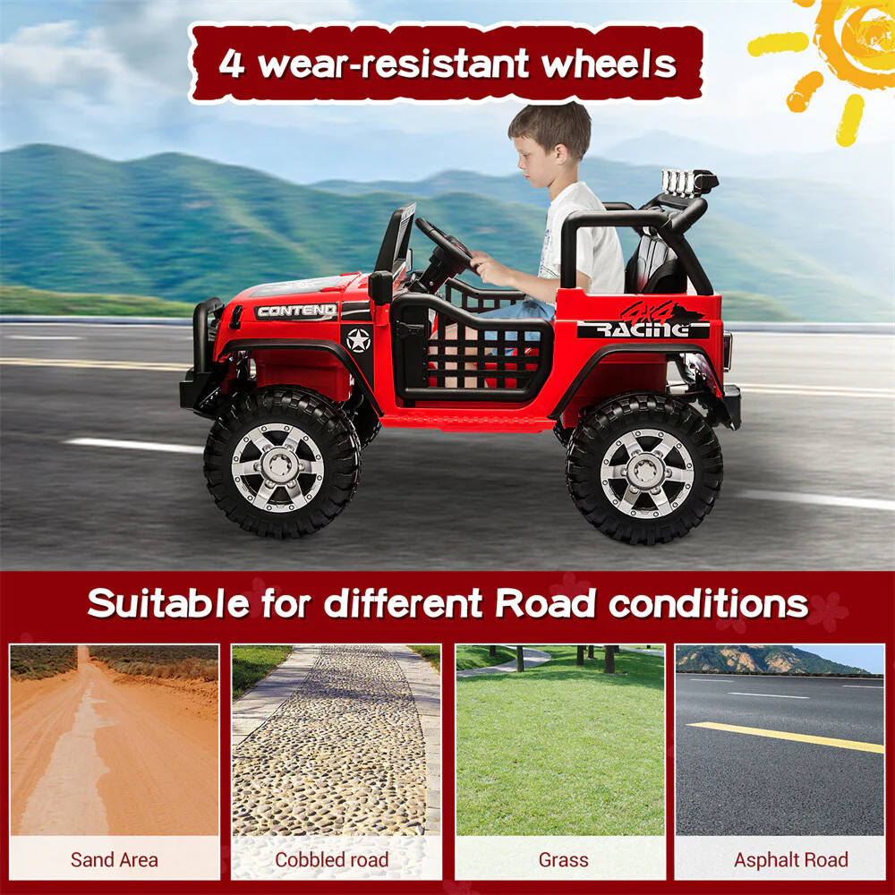 12V Kids Electric 2-Seater Ride-On Jeep Truck with Remote Control - Image 6