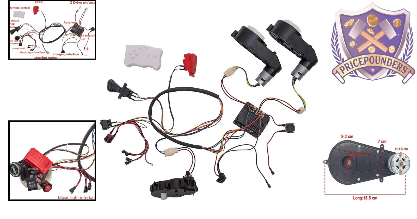 12V Kids Ride-On Car Wiring Harness with Complete Remote Control Accessory Set - Image 2