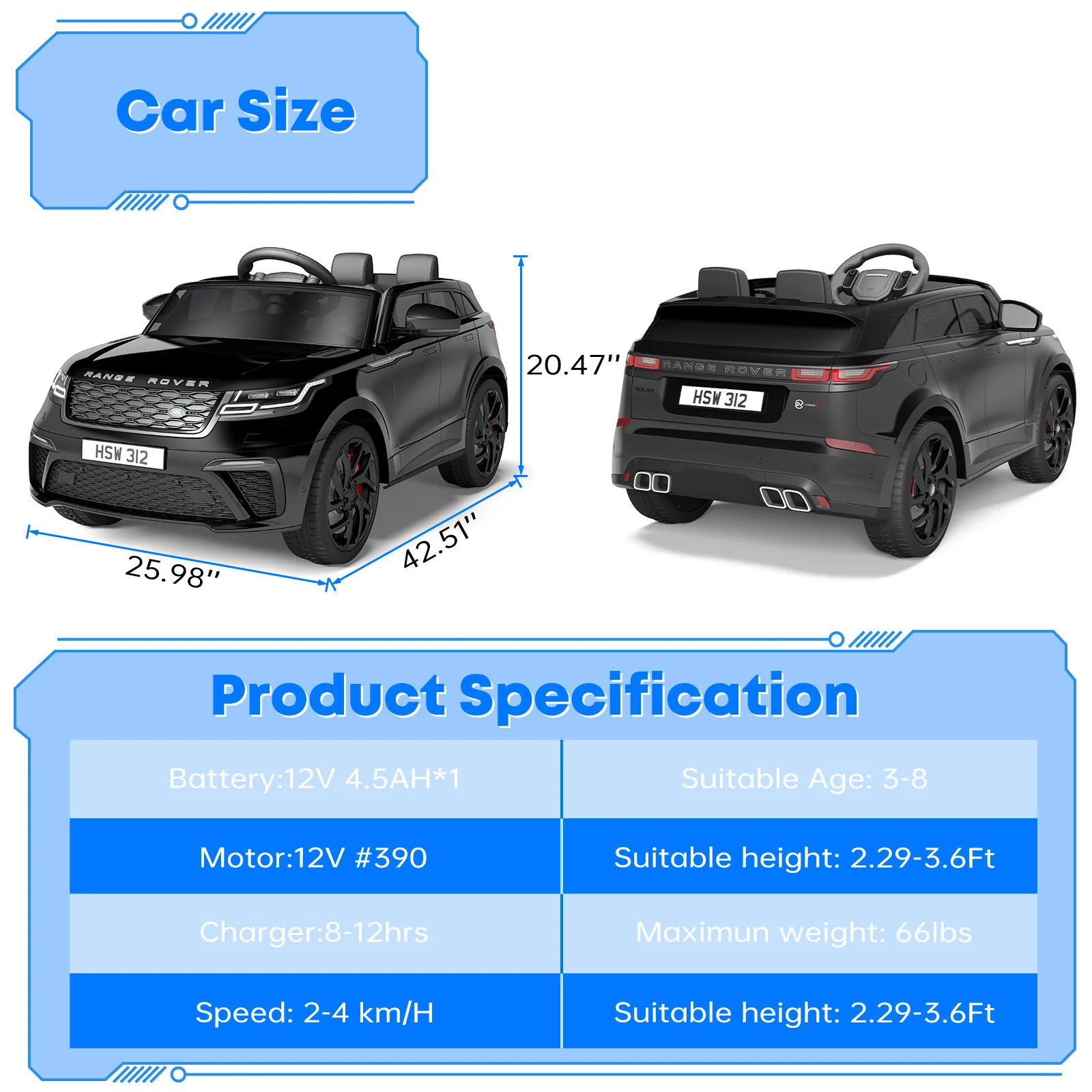 Electric Ride-On Car for Kids 4-8 with Remote Control and MP3 Player - Image 16