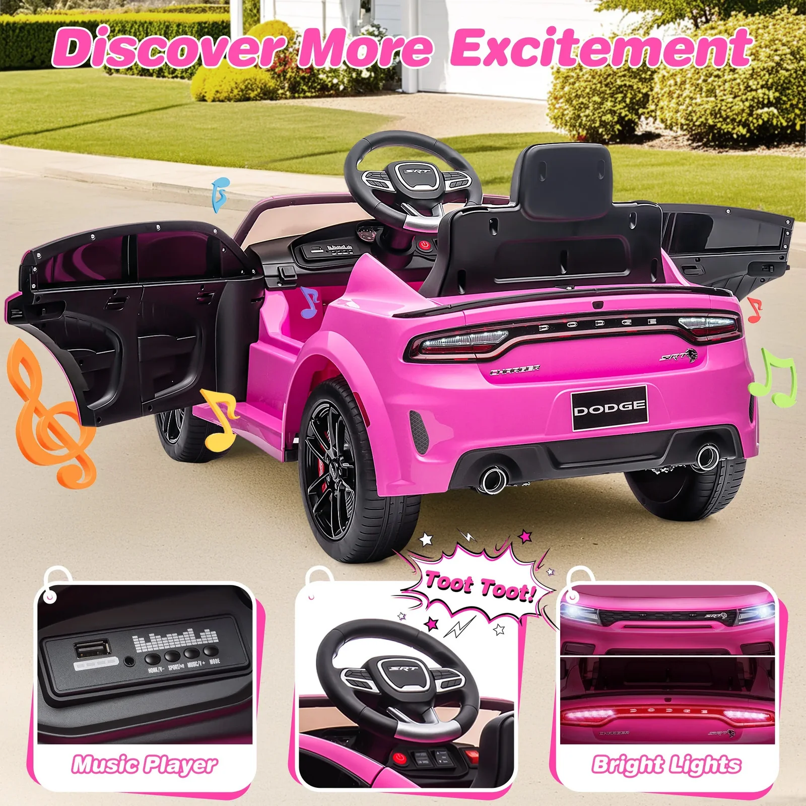 Electric Kids Ride-On Dodge Charger Car with Color Options - Image 4