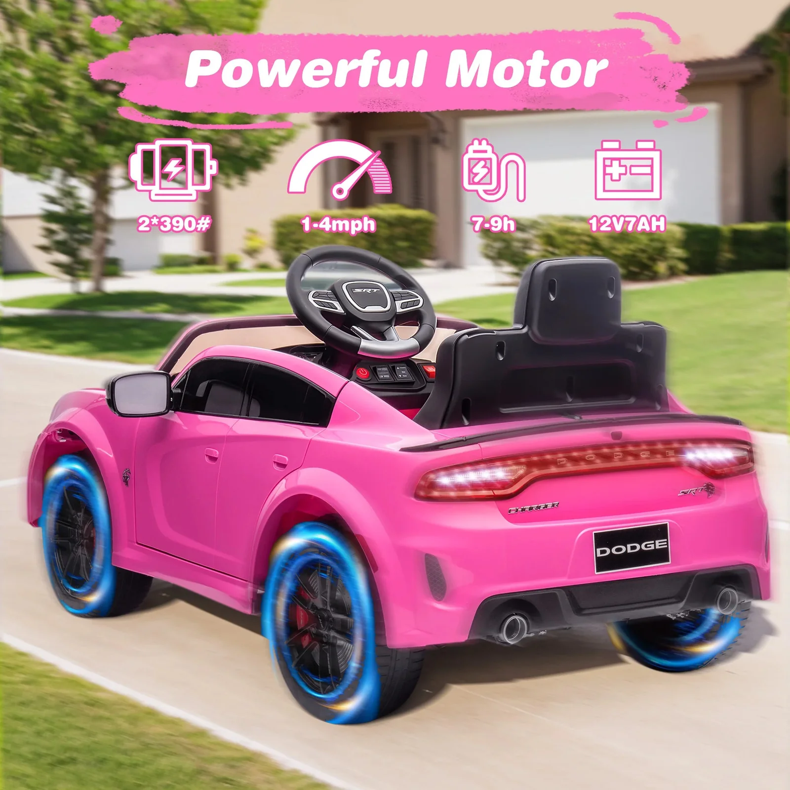 Electric Kids Ride-On Dodge Charger Car with Color Options - Image 5