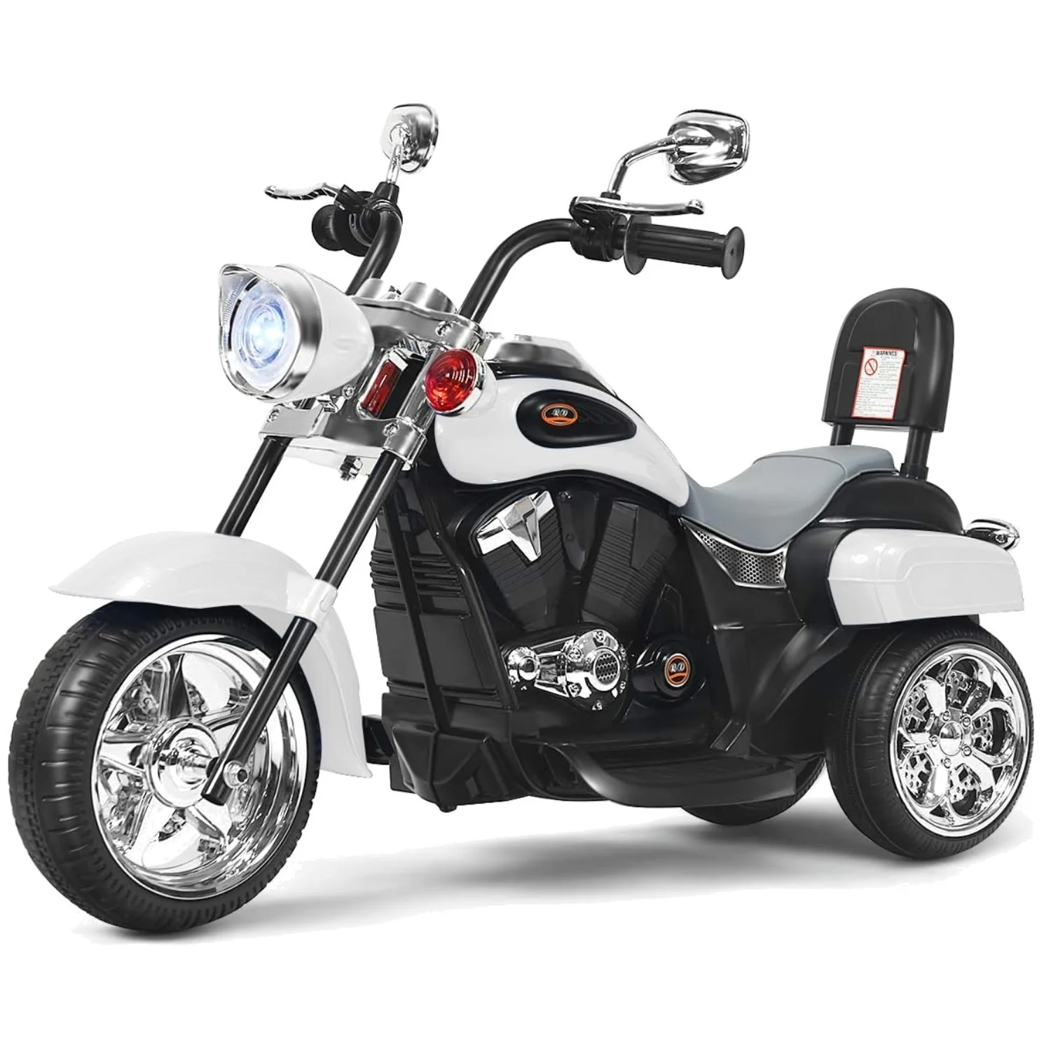 Electric White Chopper Motorcycle for Kids, 6V Powered
