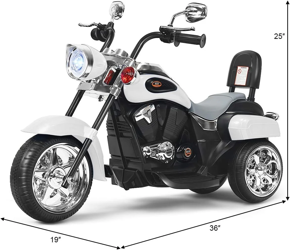 Electric White Chopper Motorcycle for Kids, 6V Powered - Image 7