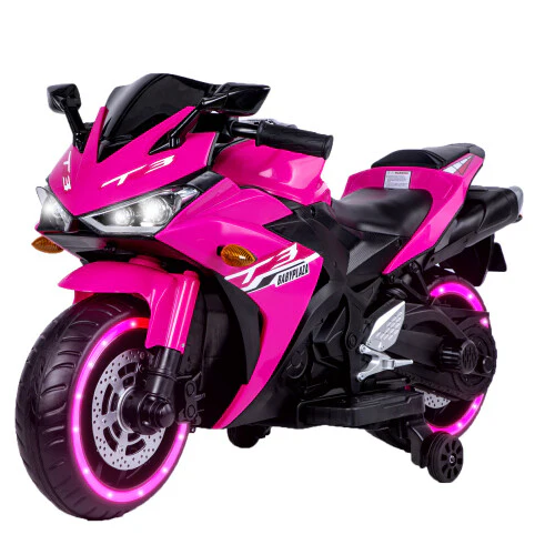 12V Pink Kids Electric Ride-On Dirt Bike with Training Wheels - Image 10