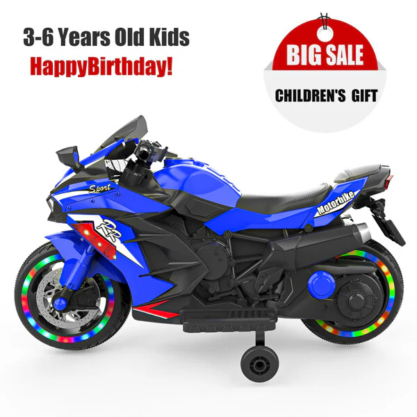 12V Electric Ride-On Dirt Bike for Kids with Training Wheels, Lights, and Music - Image 10