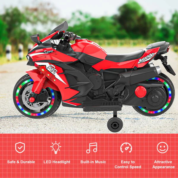 12V Electric Ride-On Dirt Bike for Kids with Training Wheels, Lights, and Music - Image 28