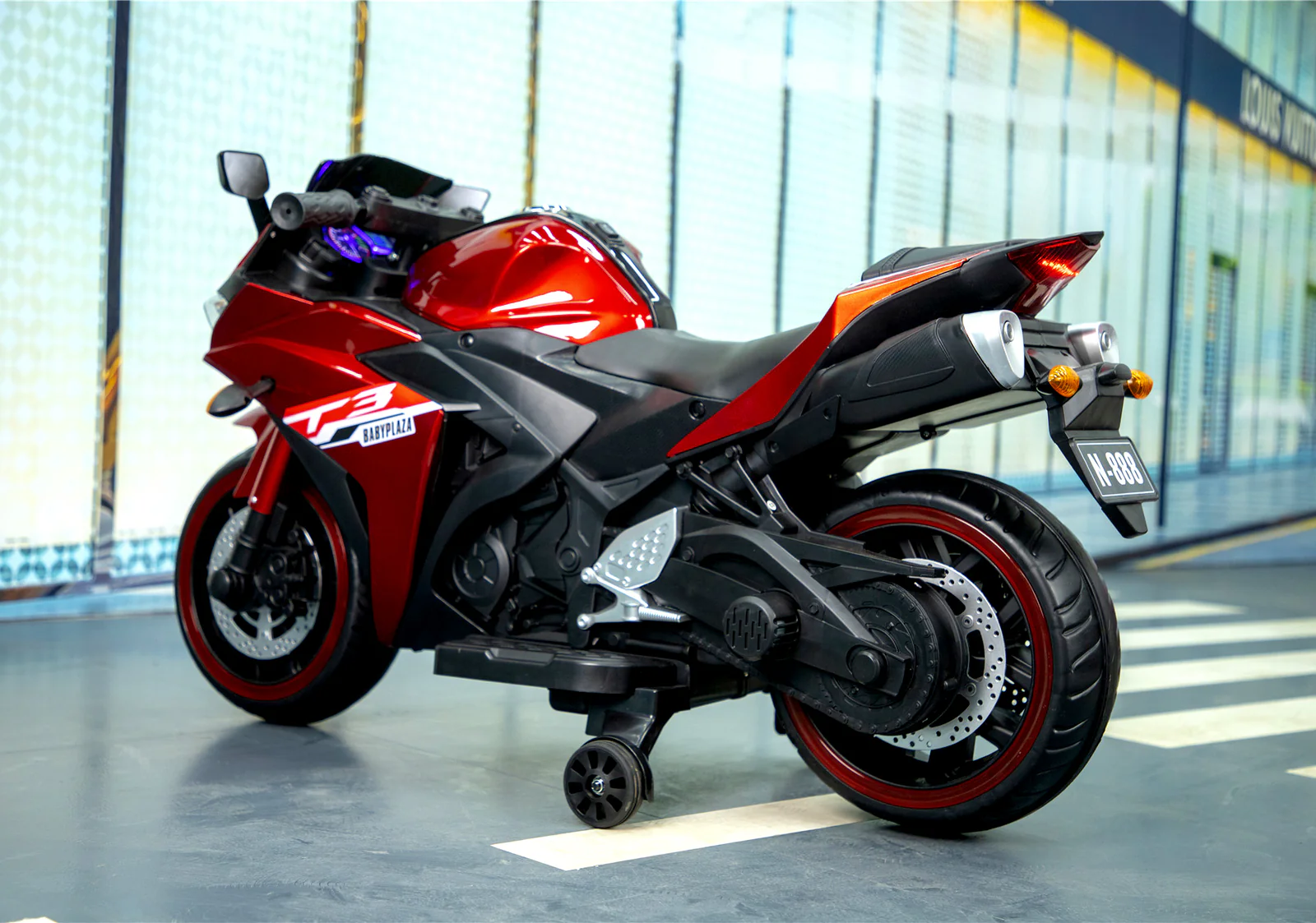 12V Electric Kids Dirt Bike Motorcycle with Training Wheels and LED Lights - Image 8