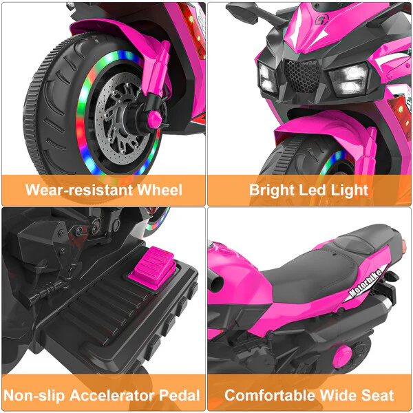 12V Kids Electric Ride On Dirt Bike with Training Wheels, Lights, and Music - Image 5