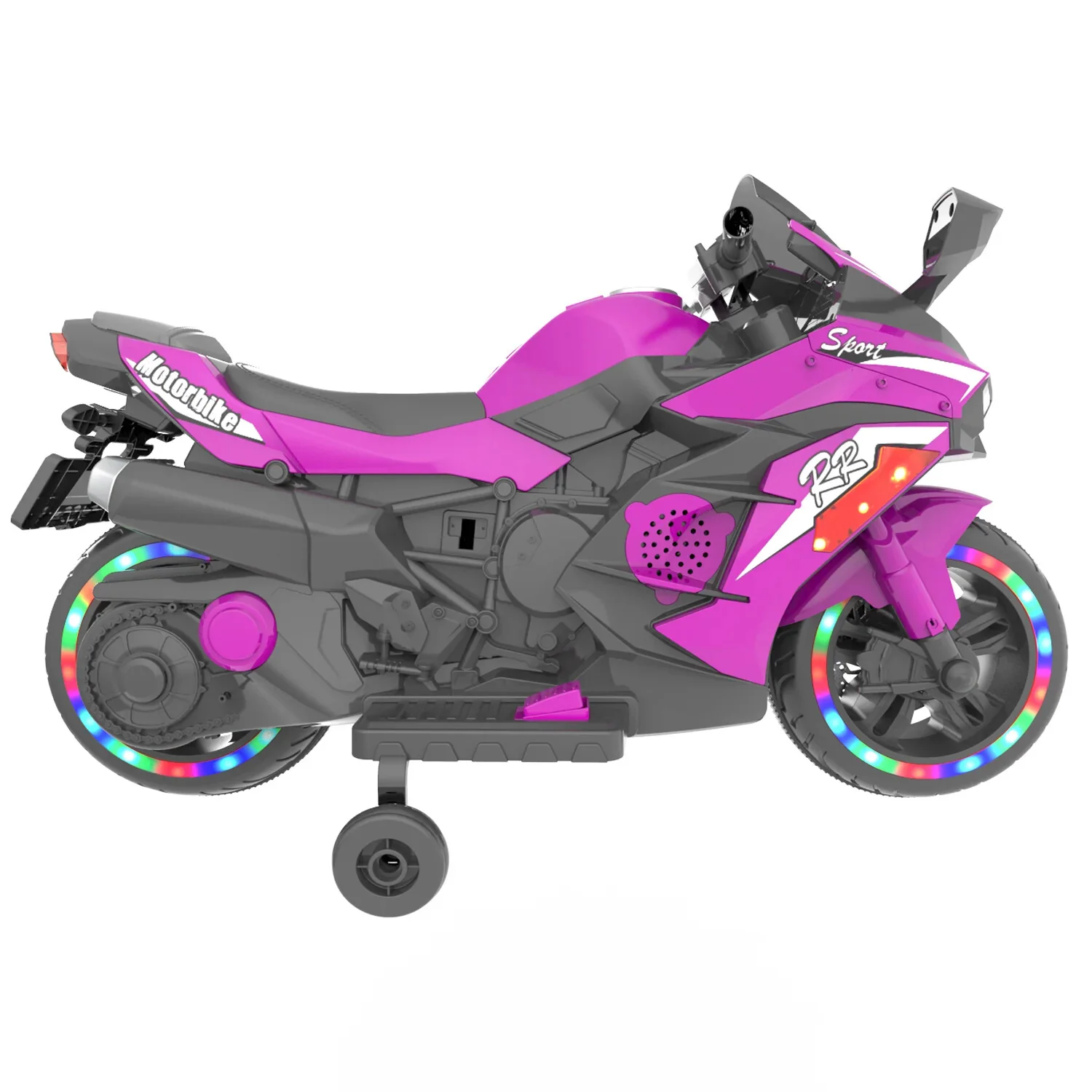 12V Electric Ride-On Dirt Bike for Kids with Training Wheels Purple - Image 5