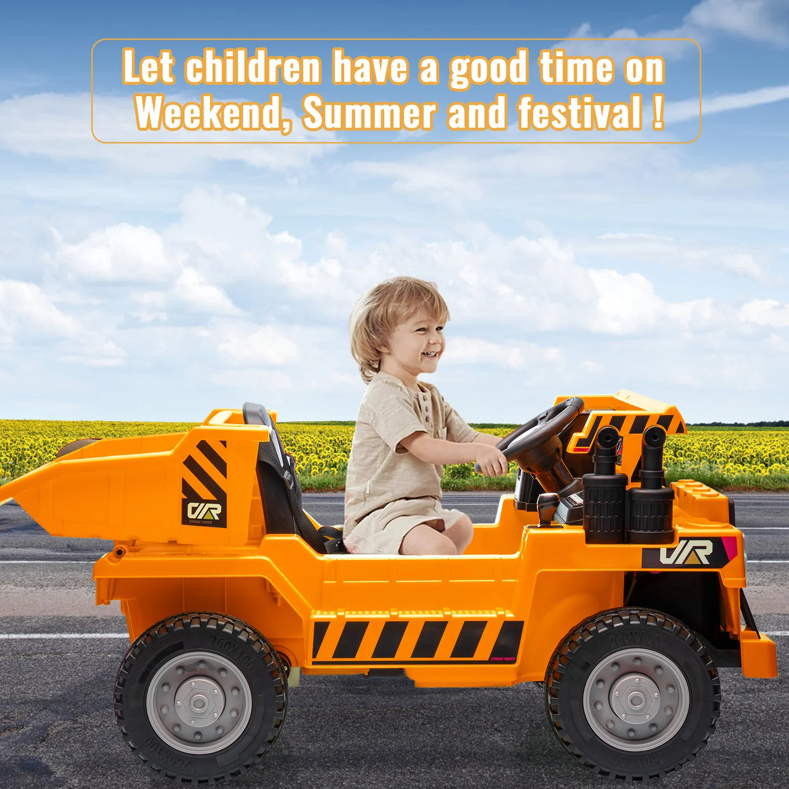 12V Electric Ride-On Dump Truck for Kids with Functional Dump Bed - Image 24