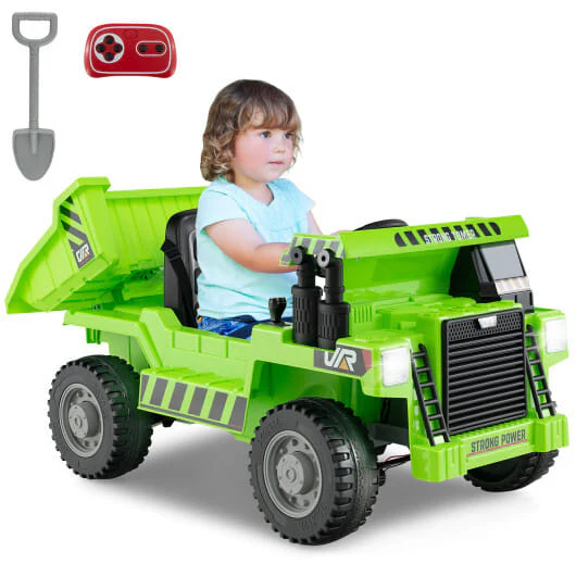 Electric Green Ride-On Dump Truck with Functional Dump Bed for Kids - Image 3