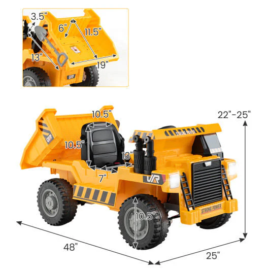 Electric Green Ride-On Dump Truck with Functional Dump Bed for Kids - Image 9