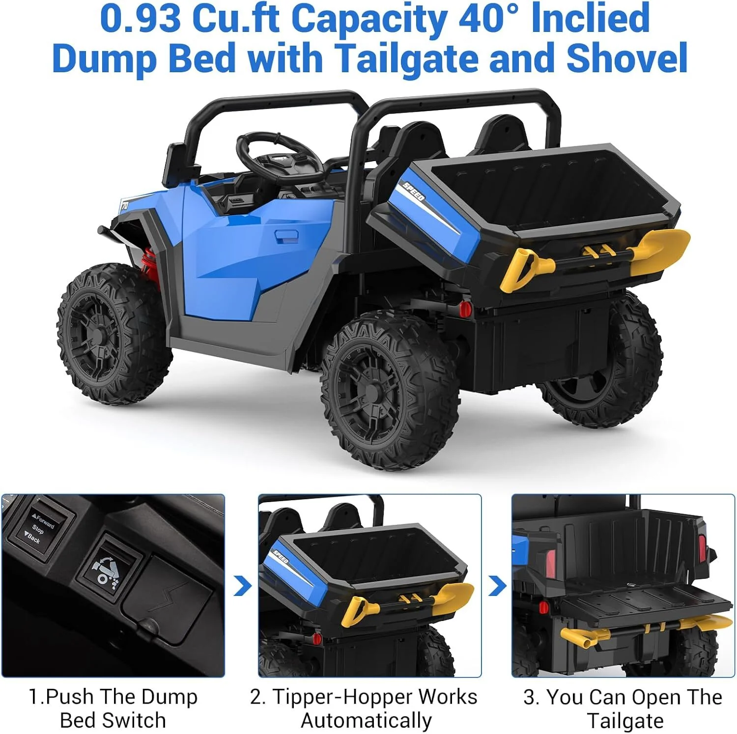 24V Kids Ride-On Electric Dump Truck with Functional Dump Bed and Extra Shovel Toy - Image 15