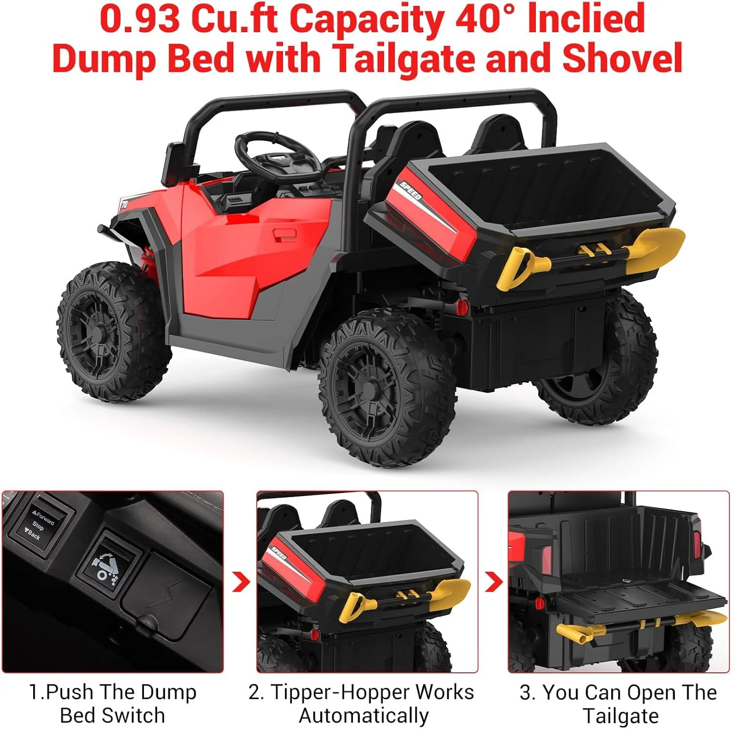 24V Kids Ride-On Electric Dump Truck with Functional Dump Bed and Extra Shovel Toy - Image 24