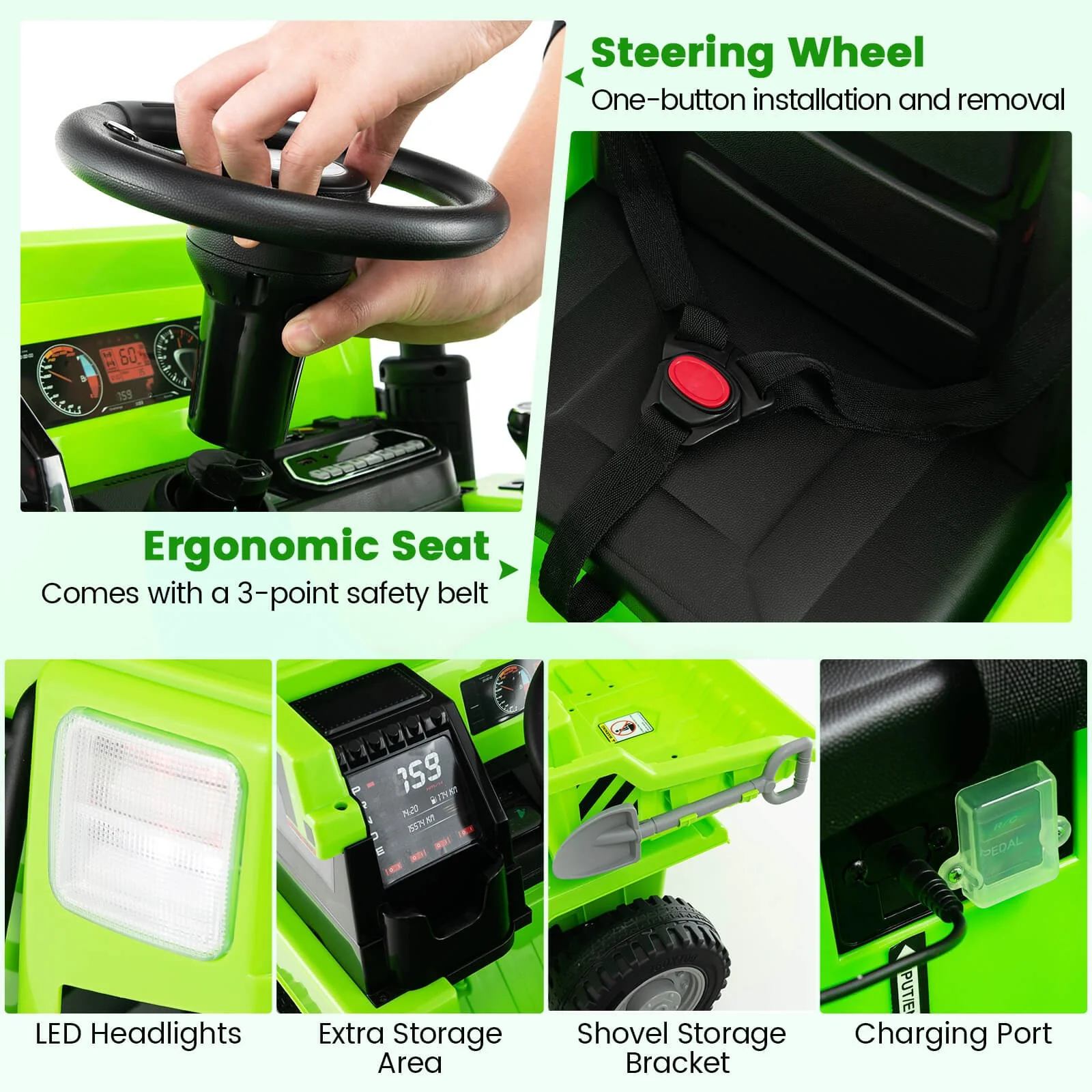 Kids Ride-On Dump Truck with Wireless Connection, Music, LED Lights, and Soft Start - Image 8