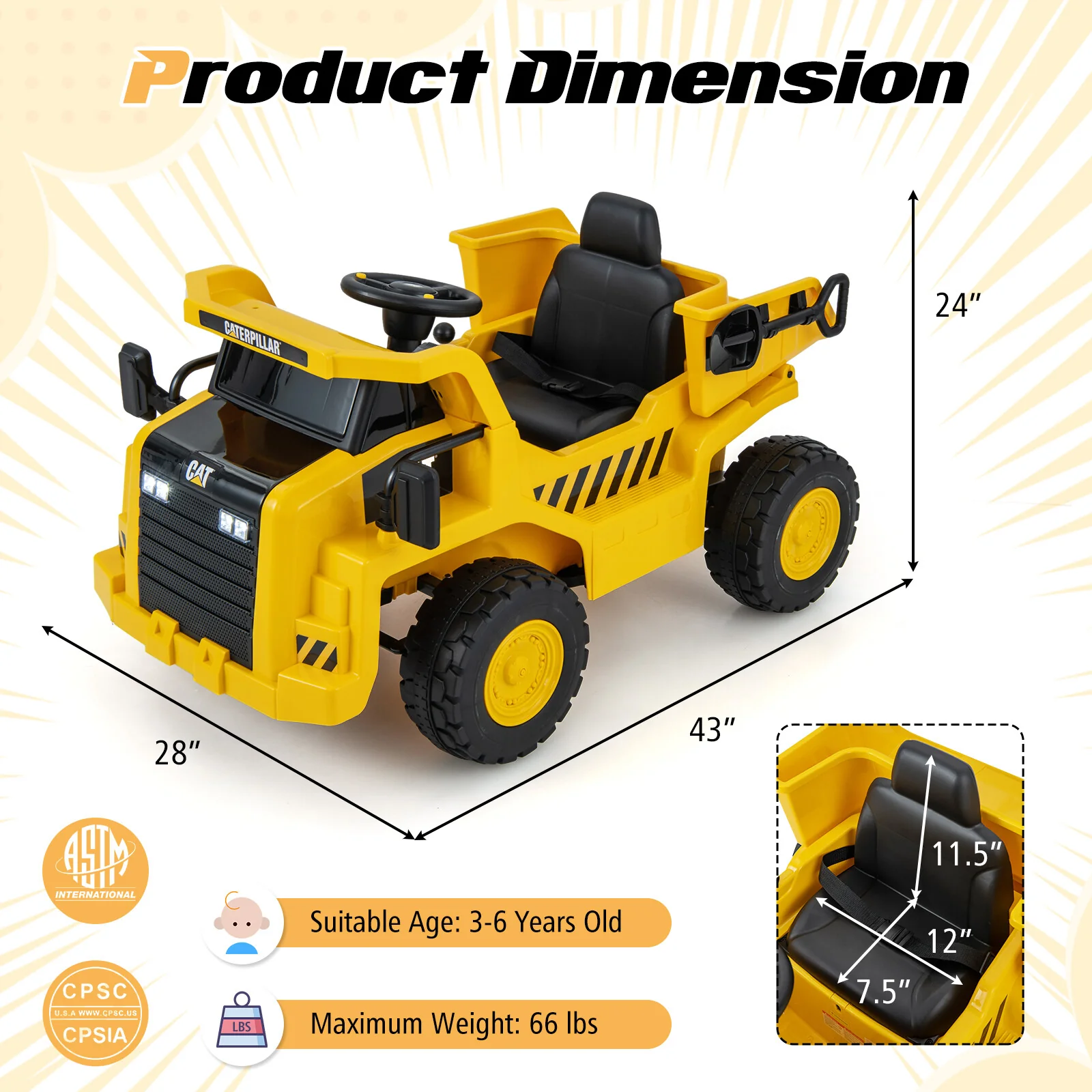 Kids Ride-On Dump Truck with Working Megaphone Sand Shovel and 2.4G Remote Control - Image 2