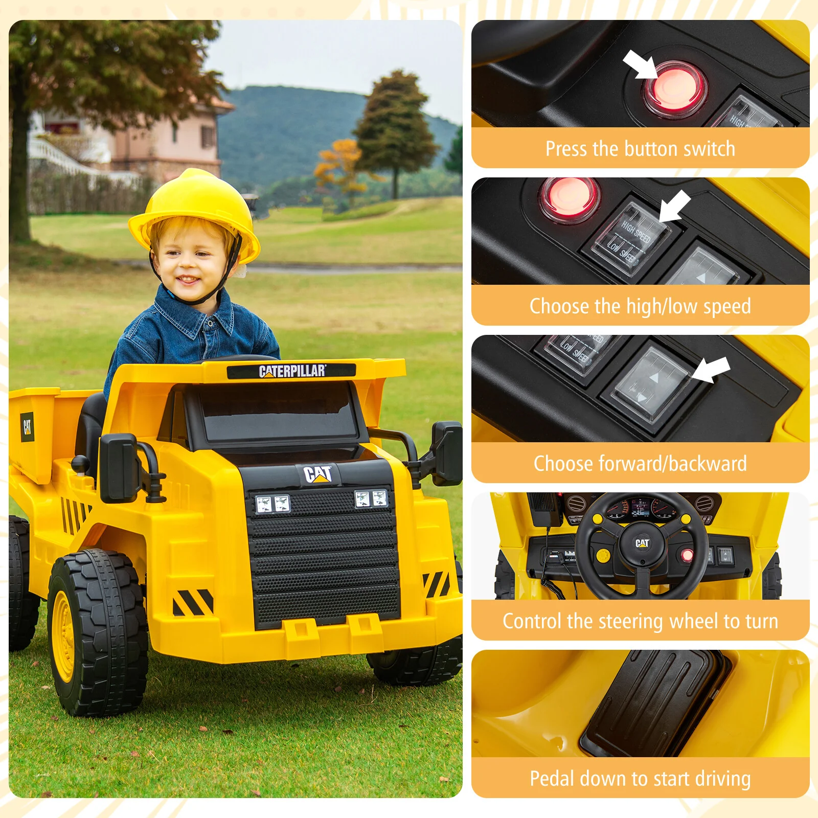 Kids Ride-On Dump Truck with Working Megaphone Sand Shovel and 2.4G Remote Control - Image 4