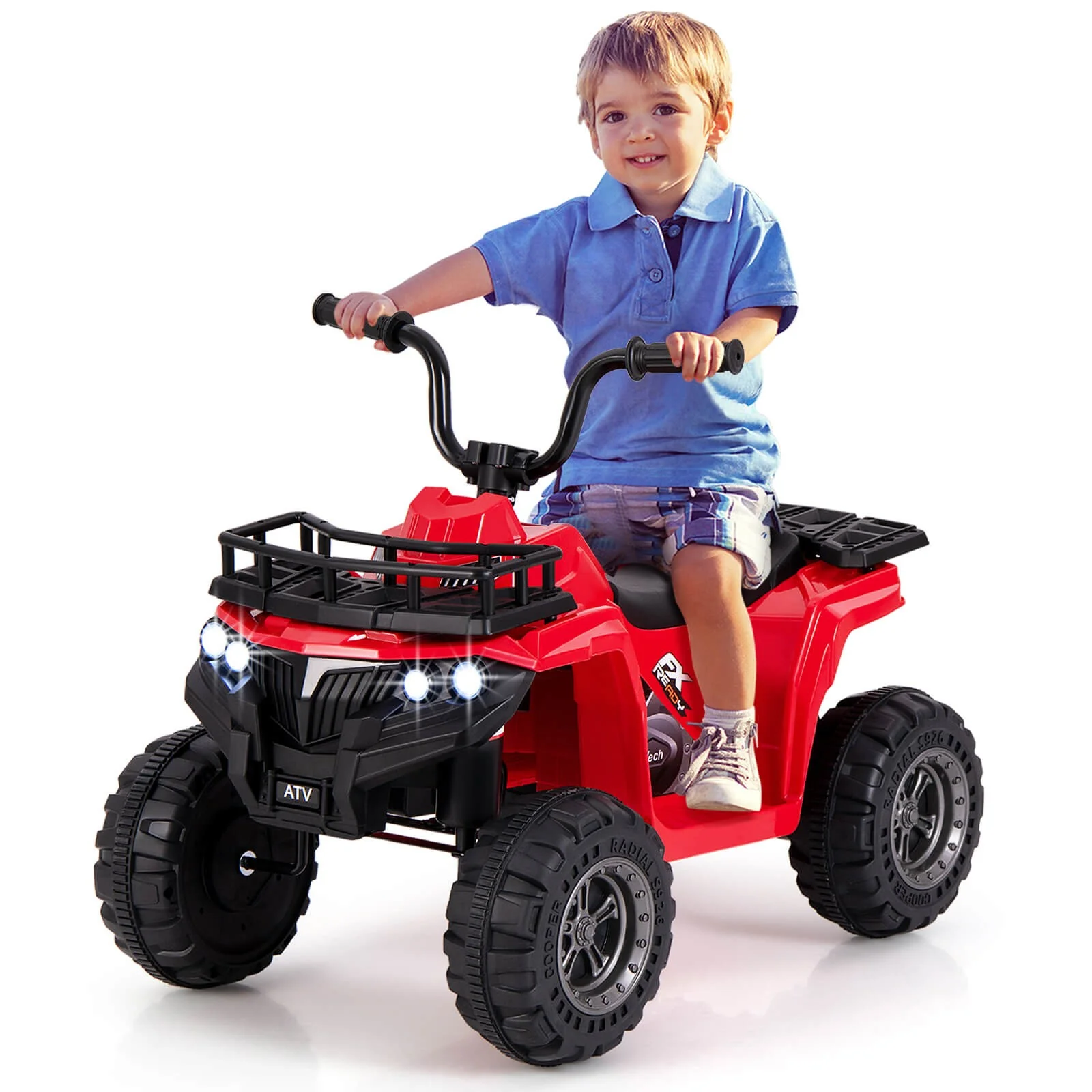 Electric 6V Kids Ride-On 4-Wheeler ATV Quad Car with One-Button Start and Treaded Tires