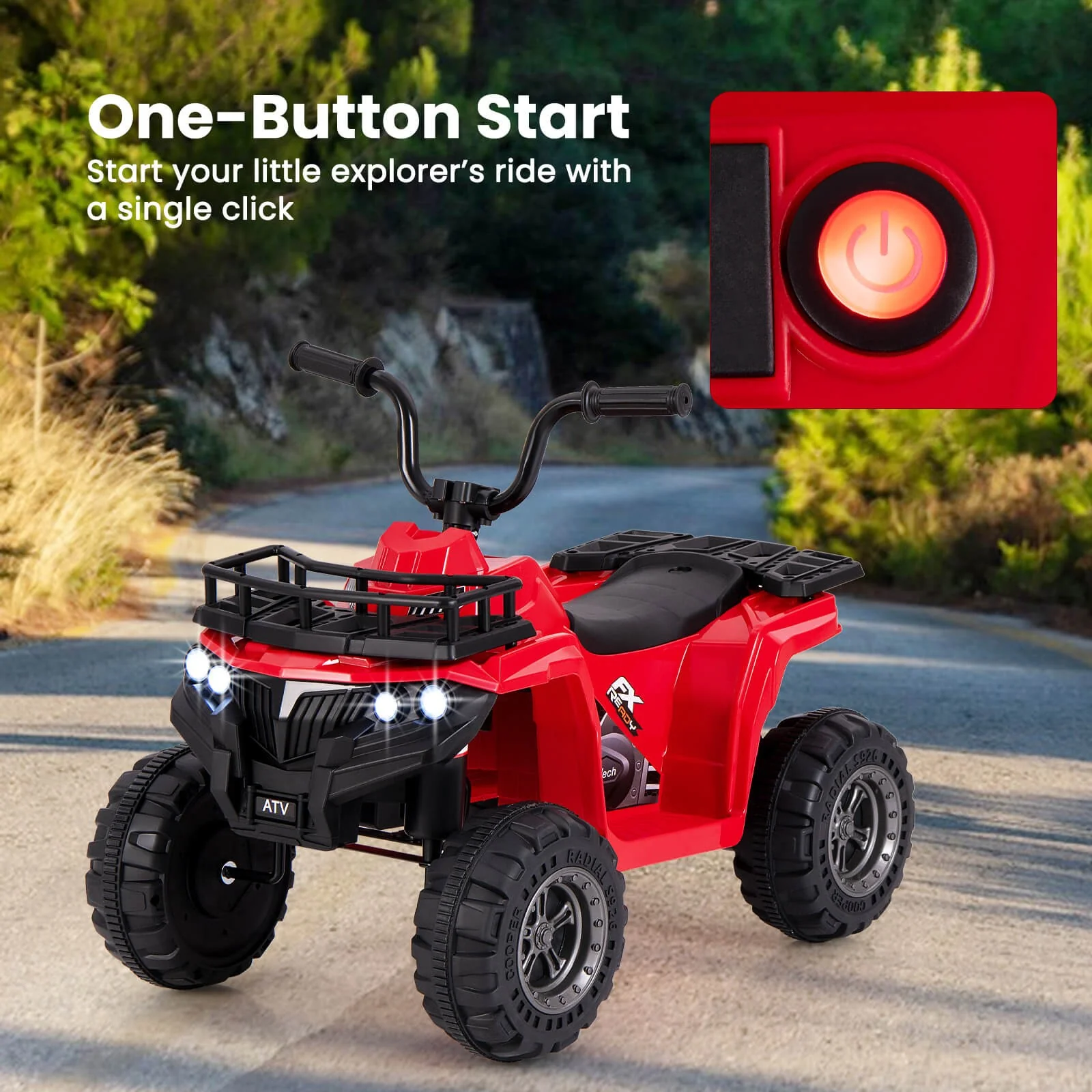 Electric 6V Kids Ride-On 4-Wheeler ATV Quad Car with One-Button Start and Treaded Tires - Image 4