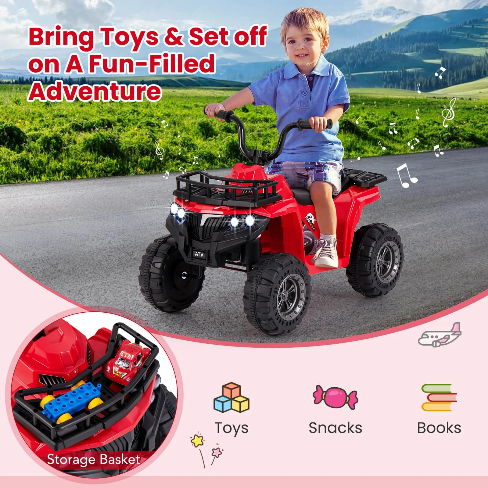 Electric 6V Kids Ride-On 4-Wheeler ATV Quad Car with One-Button Start and Treaded Tires - Image 9