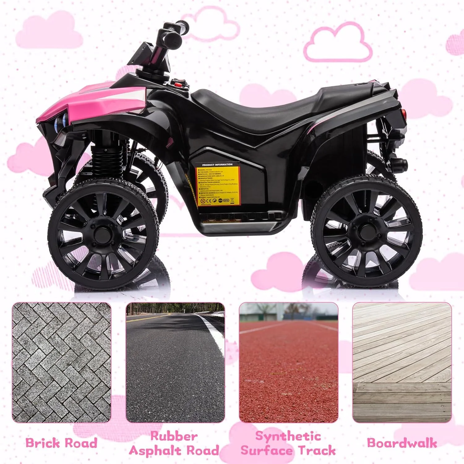 Electric Kids Ride-On ATV Quad Bike 6V Battery Powered Pink, Supports Up to 55 lbs - Image 5