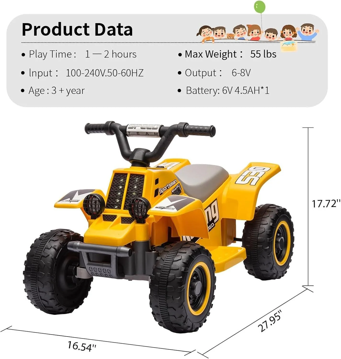 Electric Kids Ride-On ATV Quad Bike Battery Powered with 2 Speeds - Image 3