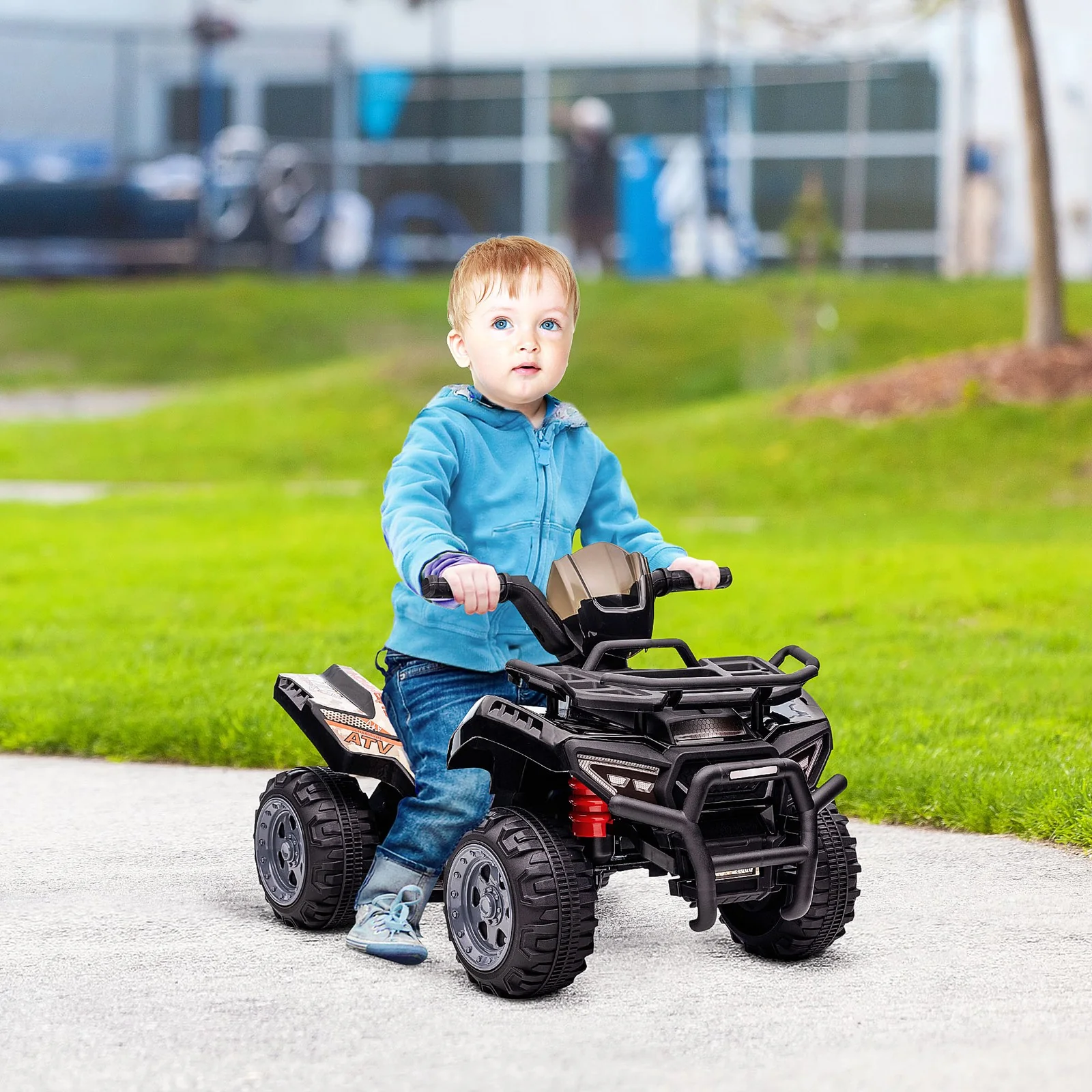 Electric Kids Ride-On Four-Wheeler ATV Quad with Music Black