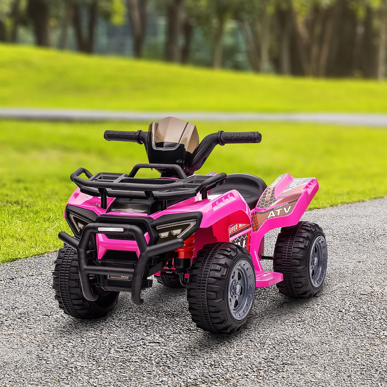Electric Pink Kids Ride-On Four-Wheeler ATV Quad with Music - Image 9