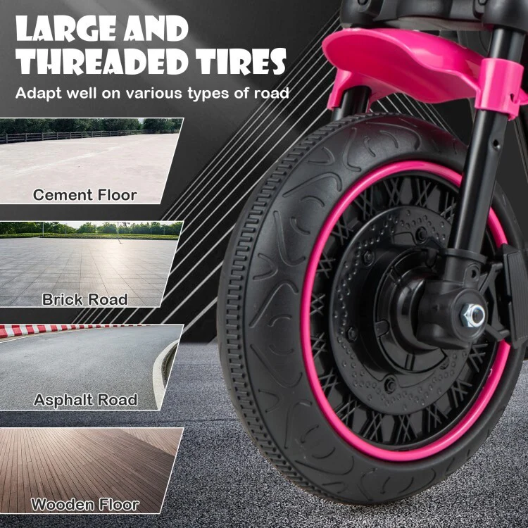 Kids Electric Ride-On Motorcycle with LED Headlight and Training Wheels - Image 10