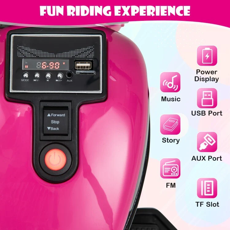 Kids Electric Ride-On Motorcycle with LED Headlight and Training Wheels - Image 13