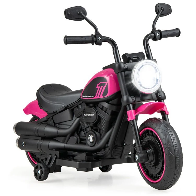 Kids Electric Ride-On Motorcycle with LED Headlight and Training Wheels - Image 15