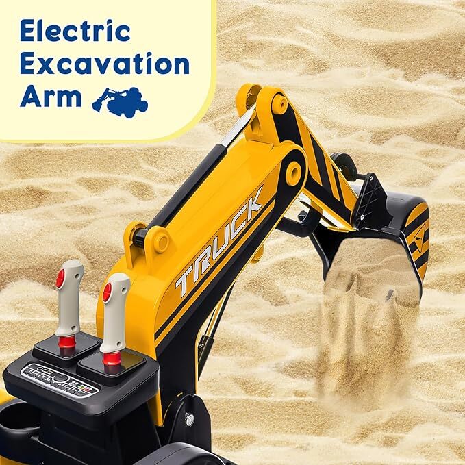 12V Kids Electric Ride-On Excavator Toy with 4WD and 10AH Battery for Outdoor Play - Image 4