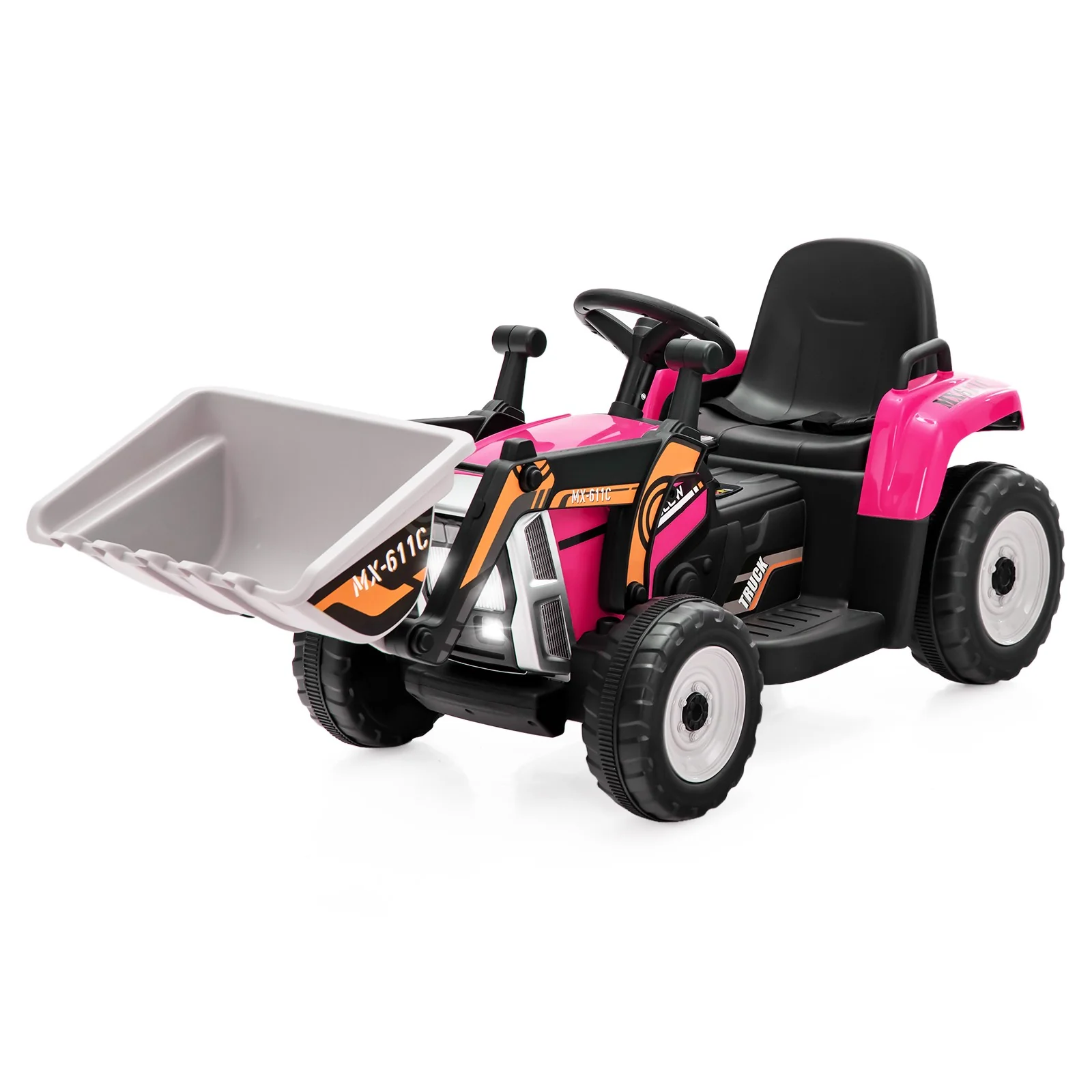 12V Pink Electric Ride-On RC Kids Excavator Digger Tractor with Digging Bucket - Image 12