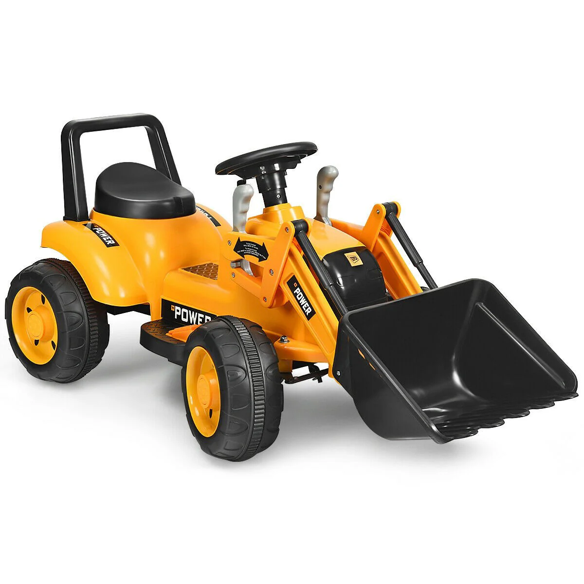 6V Battery-Powered Kids Ride-On Excavator Tractor with Digging Bucket Yellow - Image 9